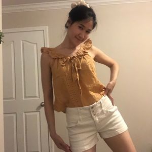 Women Top Calm Yellow Bow Knot